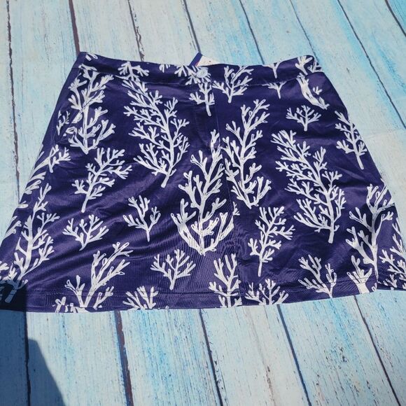 Top It Off Women's Blue White Printed Stretch Mini Skirt Size Small NWT - Picture 2 of 11
